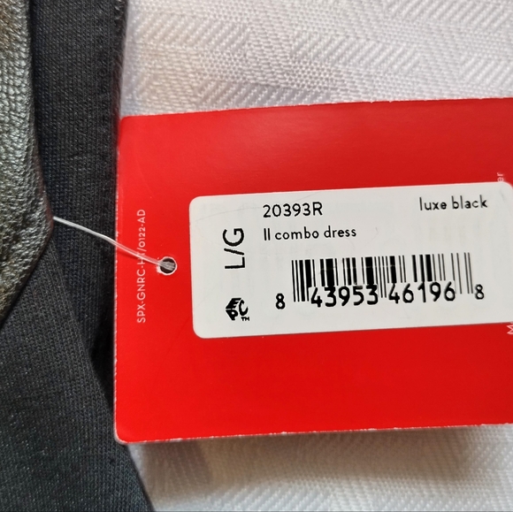 SPANX Faux Leather Combo Fitted Sheath Stretch Dress Luxe Black Size Large - Picture 3 of 13